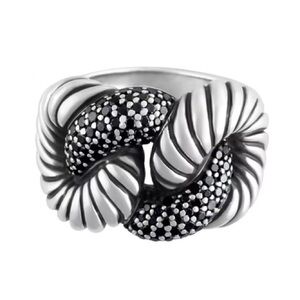 David Yurman Cordelia Sterling Silver and Black Diamond Ring Size 8.5